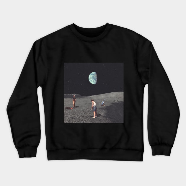 Golf on the moon Crewneck Sweatshirt by YellowCollages